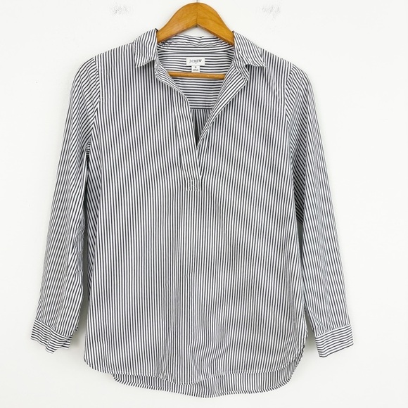 J. Crew 100% Cotton High Low Popover Stripes Tunic Top Size Small - Picture 1 of 16